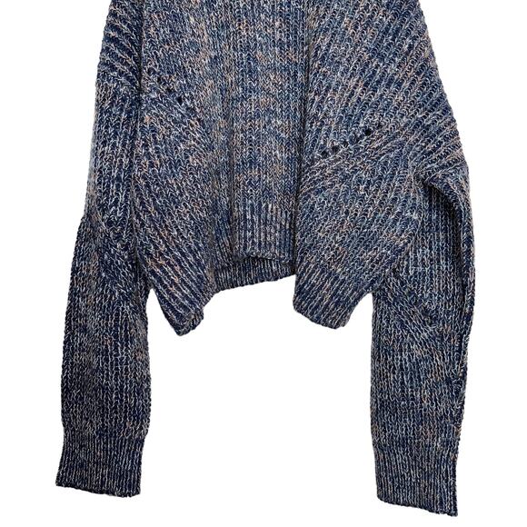 Lovers + Friends Chunky Knit Sweater Cold Shoulder Wool Blend Top Size Medium - Picture 8 of 11